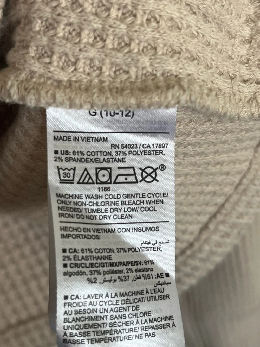 Old navy Cozy Waffle Knit Button Henley Long Sleeve Crop-Length Top Taupe L10-12